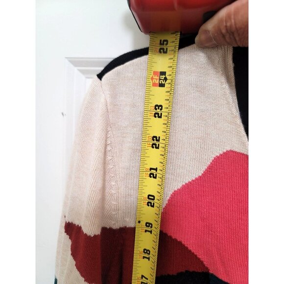 Chicos Abstract Multicolor V-Neck Long Sleeve Sweater XL Cotton & Rayon Blend - Picture 8 of 9